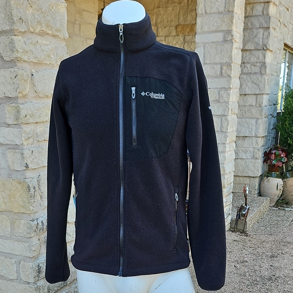 Columbia Titanium Jacket Mens Small Black Polartec Full Zip Fleece Outdoor